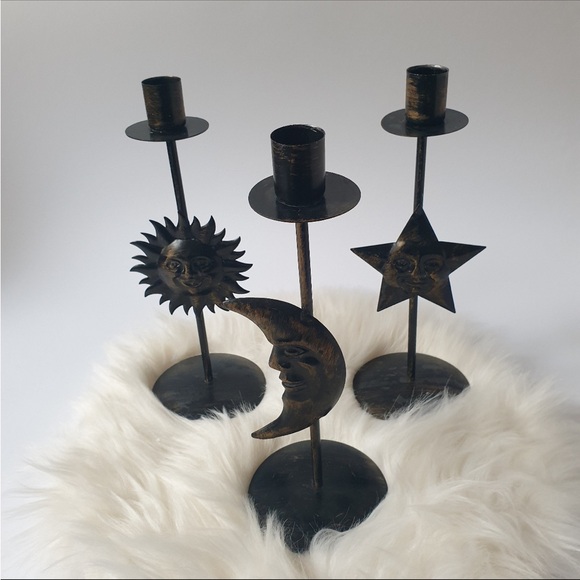 Vintage Celestial Set of 3 Candleholders - Picture 4 of 5